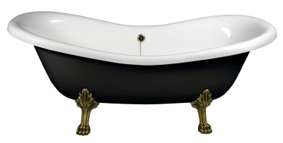 Polysan CHARLESTON volně stojící vana 188x83x69cm, nohy bronz, černá/bílá 72960