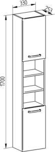 Mereo Leny, koupelnová skříňka vysoká 170 cm, bílá, pravá, nové madlo CN815N