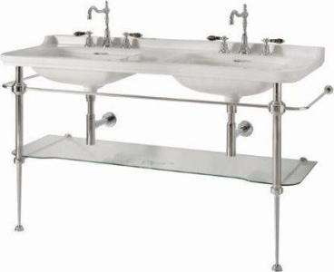 Kerasan WALDORF konstrukce pro dvojumyvadlo 150cm se skleněnou poličkou, chrom 9195K1