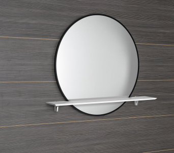 Sapho SHARON kulaté zrcadlo s LED podsvícením a s policí ø 80cm, černá mat (E28904CI-01) 31255CI-01