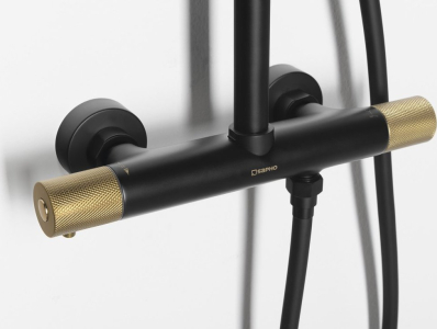 Sapho SOLARIS sprchový sloup s termostatickou baterií, černá/zlato mat WD139G