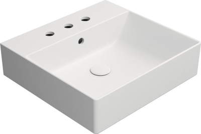 GSI KUBE X keramické umyvadlo 50x47cm, broušená spodní hrana, 3 otvory, bílá mat 94309309