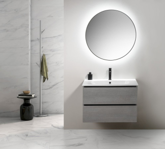 Sapho SHARON kulaté zrcadlo s LED podsvícením ø 80cm, černá mat 31255CI