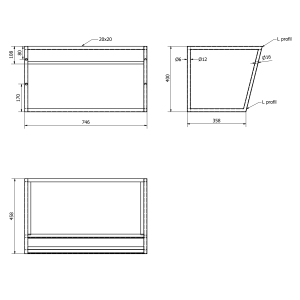 Sapho SKA konzole s policí 750x400x460mm, černá mat SKA102