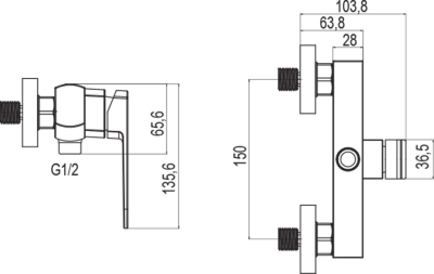 Mereo Sprchová nástěnná baterie, Mada, 150 mm, bez příslušenství, chrom CBQ60103M