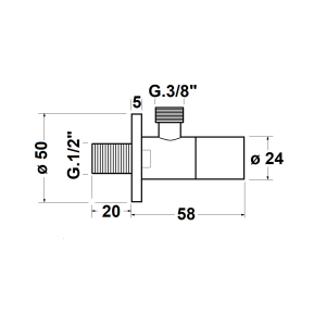 Sapho Rohový ventil kulatý, 1/2"x3/8", bílá mat SL014