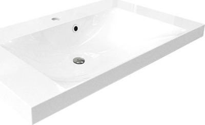 Mereo Mailo, koupelnová skříňka s umyvadlem z litého mramoru 101 cm, dub Riviera, černé madlo CN522MB