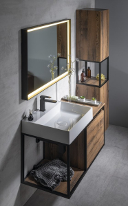 Sapho SKARA umyvadlová skříňka 100x49, 5x46, 5cm, černá mat/dub Collingwood CG004-1919