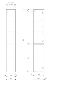 Sapho ESPACE skříňka 25x172x32cm, 1x dvířka, levá/pravá, dub stříbrný ESC120-1111