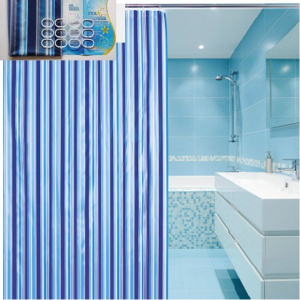 Aqualine Sprchový závěs 180x180cm, vinyl, modrá, pruhy ZV011