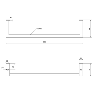Aqualine HANG držák ručníků pod umyvadlo 665x98mm, černá mat HG665