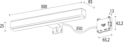 Sapho VERONICA 2 LED svítidlo, 8 W, 300x25x83 mm, IP44, chrom E26698CI