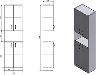 Aqualine SIMPLEX ECO vysoká skříňka 50x180x30cm SIME520