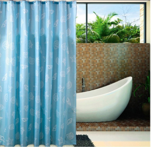 Aqualine Sprchový závěs 180x200cm, polyester, modrá, mušle ZP006