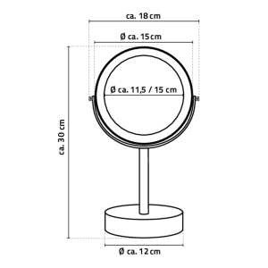Ridder DAISY kosmetické zrcátko na postavení LED, Ø 150 mm, oboustranné, černá 03111010