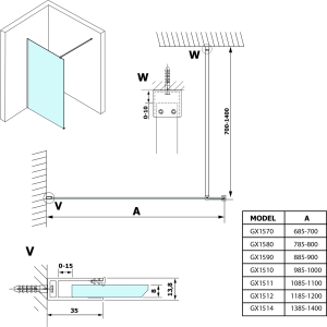 Gelco VARIO WHITE jednodílná sprchová zástěna k instalaci ke stěně, sklo nordic, 1400 mm GX1514-07