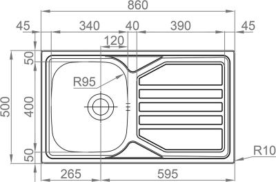 Nerezový dřez Sinks OKIO 860 XL V 0,6mm leštěný RDOKLL8605006V
