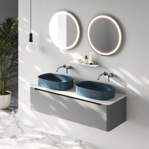 Isvea INFINITY OVAL keramické umyvadlo na desku, 55x36cm, zelená petrol 10NF65055-2P