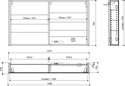 Sapho ALIX galerka s LED osvětlením, 2x dvířka, 126x70x17, 5cm, dub stříbrný AX126-0011