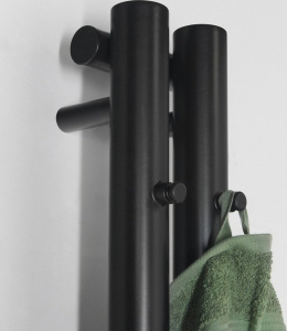 Sapho PILON otopné těleso 122x1800mm, se dvěma háčky pro ručník, černá mat IZ124T