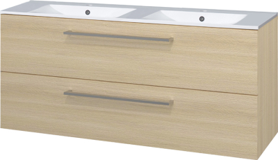 Mereo Bino, koupelnová skříňka s keramickým umyvadlem 121 cm, dub Sand Barbera CN633