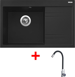 Granitový dřez Sinks RIM 780 L Metalblack + Elasta nerez/černá G20874