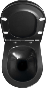 Závěsné WC AVVA Rimless s podomítkovou nádržkou a tlačítkem Schwab, černá mat 100314-110-SET5