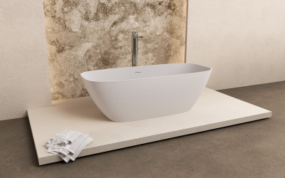 Polysan MEDINA volně stojící vana, solid surface, 165x70x52cm, bílá mat 92430