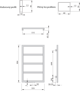 Sapho DENALI otopné těleso 550x904 mm, stříbrná strukturální DN609SS