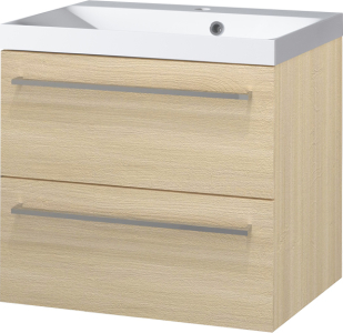 Mereo Bino, koupelnová skříňka s umyvadlem z litého mramoru 61 cm, dub Sand Barbera CN630M