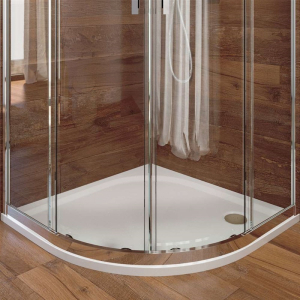 Mereo Čtvrtkruhová sprchová vanička, 100x100x3 cm, R550, bez nožiček, litý mramor CV75M