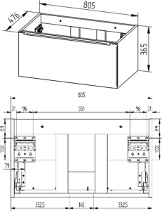 Mereo Mailo, koupelnová skříňka 81 cm, antracit, chrom madlo CN536S