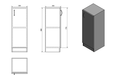 Aqualine SIMPLEX ECO nízká skříňka 30x86x30cm SIME340