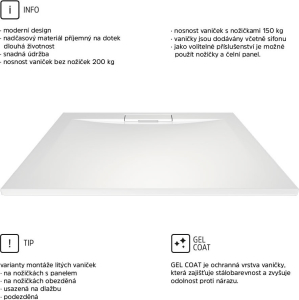 Mereo Obdélníková sprchová vanička s hranatým krytem sif.,120x90x3 cm, vč. sif., bez nožiček, litý mramor CV77KS