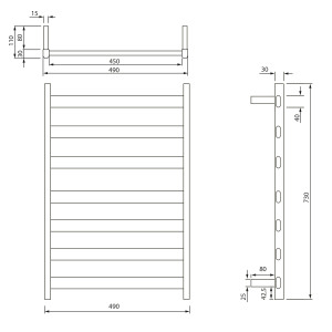 Sapho ELIAS elektrický sušák ručníků 490x730x110 mm, 105 W, bílá mat EB540