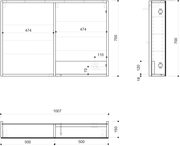 Sapho LINEX galerka s LED osvětlením, 100x70x15cm, dub stříbrný LX100-0011