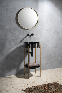 Sapho AURUM nerezové umyvadlo na desku, průměr 38cm, včetně výpusti, gun metal AU101