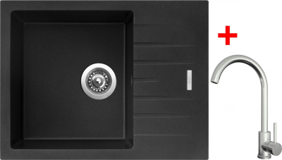 Granitový dřez Sinks PERFECTO 650 Metalblack + ARCO celonerezová G24674