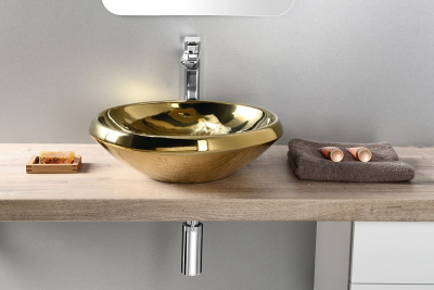 CREAVIT MINIMAL umyvadlo na desku kulaté, průměr 45cm, zlatá MN045-AK00