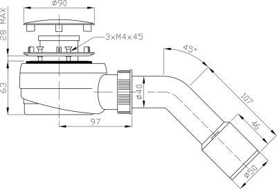 Bruckner Vaničkový sifon nízký, průměr 60mm, DN40/50, krytka nerez lesk 162.640.3