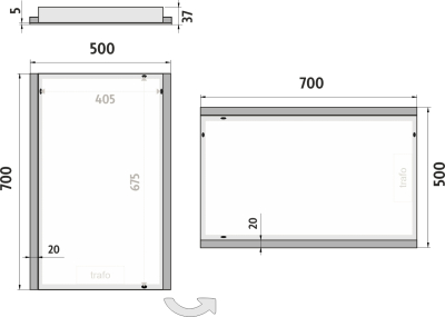 Nimco OBDELNÍKOVÁ - OSTRÉ ROHY LED zrcadlo 500x700 ZP 11001