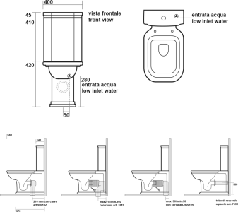 Kerasan WALDORF WC kombi, spodní/zadní odpad, černá-chrom WCSET25-WALDORF