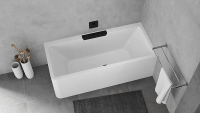 Polysan CASCATA R MONOLITH obdélníková vana 180x80x60cm, kaskáda černá 73836MR.102