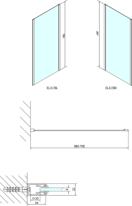 Polysan EASY boční stěna 700mm, sklo Brick EL3138
