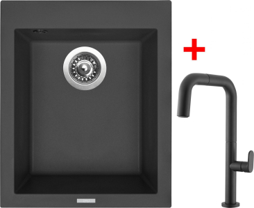 Granitový dřez Sinks CUBE 410 Nanoblack+EVA P Nanoblack G180N6
