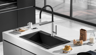 Sapho NIMOA stojánková dřezová baterie se sprškou, chrom/gun metal MA640GM