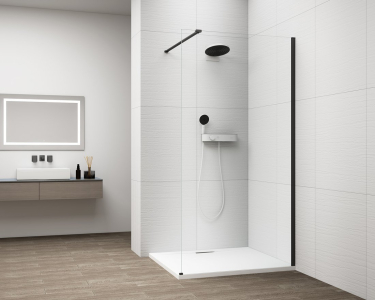 Polysan ESCA BLACK MATT jednodílná sprchová zástěna k instalaci ke stěně, sklo čiré, 1500 mm ES1015-02