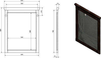 Sapho CROSS zrcadlo v dřevěném rámu 600x800mm, mahagon CR011