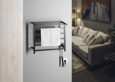 Sapho ELZOR elektrický sušák ručníků 500x470 mm, 60 W, černá mat EB510
