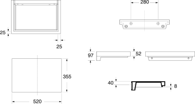 Kerasan INKA odkladná keramická deska 52x35, 5cm, černá mat 341831